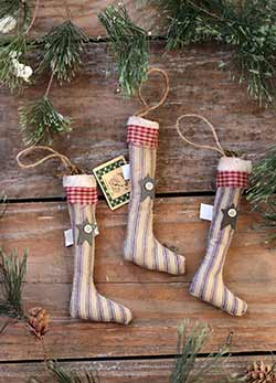 Primitive Stockings Ornaments (Set of 3)
