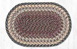 Burgundy, Gray, and Creme Cotton Braided Placemat - Oval