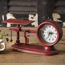 Red Vintage Balance Scale Clock