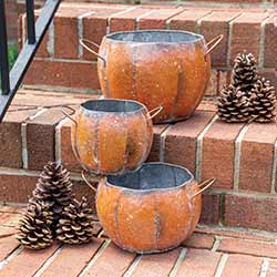 Metal Pumpkin Containers (Set of 3)