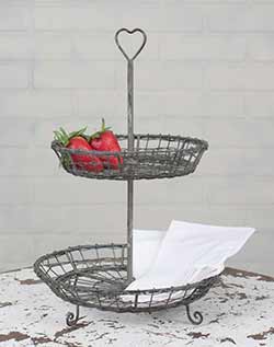 Wire Two Tier Serving Stand with Heart