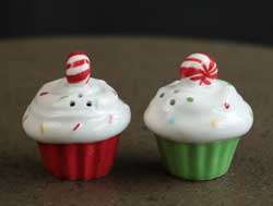 Holiday Soiree Cupcake Salt & Pepper Shaker Set - Red/Green