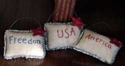 Americana Pillow Ornaments (Set of 3)