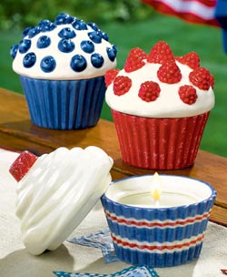 Stars and Stripes Cupcake Candle