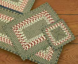 Green and Burgundy Cotton Braid Placemat - Rectangle