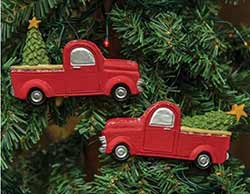 Red Vintage Pick Up Ornaments (Set of 2)