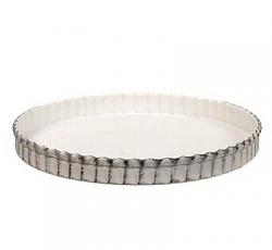 Distressed White Fluted Candle Pan - 6.5 inch