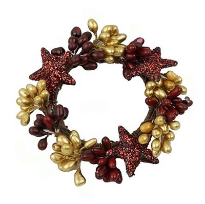 Red & Gold Pip Berry Ring with Glittered Stars