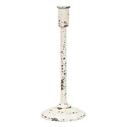 Distressed White Taper Candle Holder - 11.75 inch