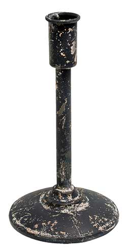 Distressed Black Taper Candle Holder - 9 inch