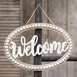 Welcome Beaded Oval Sign
