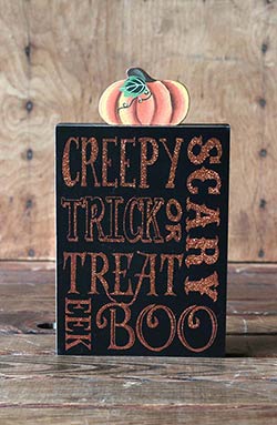 Happy Haunting Wood Sign with Pumpkin
