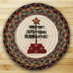 Feather Tree Braided Jute Tablemat - Round (10 inch)