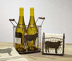 Metal Caddy Set with Cows (Set of 2)