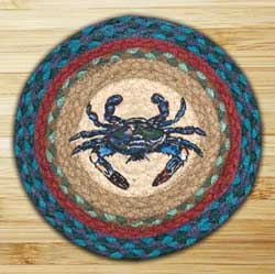 Blue Crab Braided Tablemat - Round (10 inch)