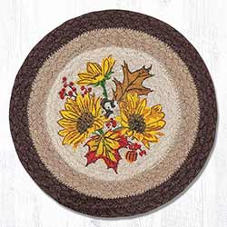 Autumn Sunflower Braided Tablemat - Round (10 inch)