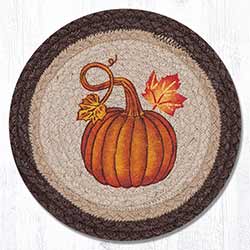 Pumpkin Autumn Braided Tablemat - Round (10 inch)