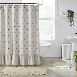 and green brown Mosswood Shower Curtain 72x72 Country Plaid cream 