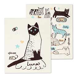 Cats with Names Swedish Dish Cloths (Set of 2)