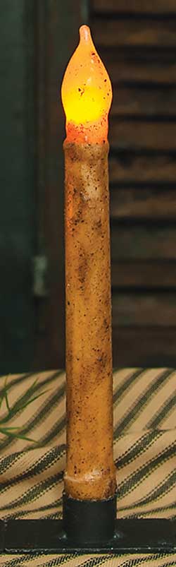Burnt Ivory / Cinnamon Battery Taper Candle with Timer - 9 inch