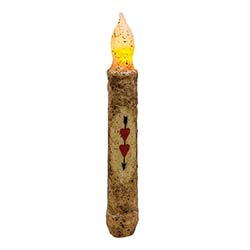 Heart LED Timer Taper Candle - Burnt Ivory