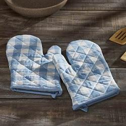 Annie Buffalo Check Blue Oven Mitts (Set of 2)