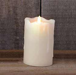 Ivory Primitive Flameless Pillar Candle (with Timer) - 5 inch