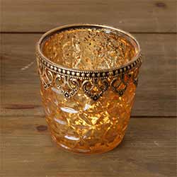 Gold Mercury Glass Candle Holders (Set of 2) - Medium