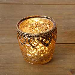 Gold Mercury Glass Candle Holder - Small
