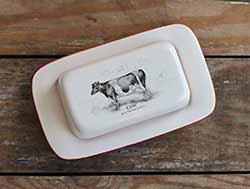 Vintage Cow Covered Butter Dish
