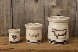 Cow, Pig, & Rooster Canisters (Set of 3)