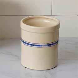 Blue Grain Stripe Pottery Crock - Small