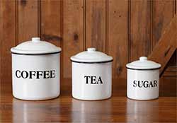White Enamelware Canisters (Set of 3)
