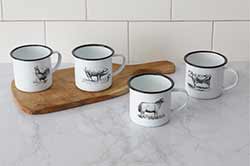 Farm Animal Enamelware Mugs (Set of 4)