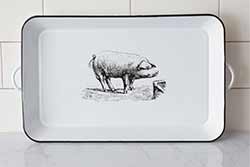 Vintage Pig Enamelware Tray