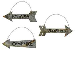 Tin Campfire Arrow Ornaments (set of 3)