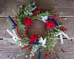 Patriotic Roses 6.5 inch Candle Ring