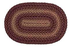 Vintage Star Burgundy Braided Rug, Oval (20 x 30 inch)