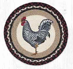 Black & White Rooster Braided Chair Pad