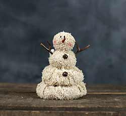 Primitive Weighted Soft Cloth "MELTING"  SNOWMAN with Twig Arms & Rusty Bells 