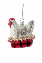 White Roosting Hen Ornament