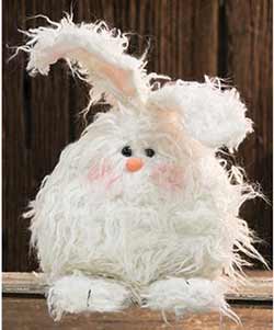 Fuzzy White Angora Bunny Doll - Large