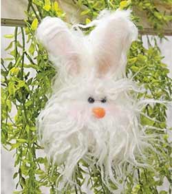 Fuzzy White Angora Bunny Ornament