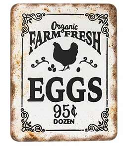 Farm Fresh Eggs Retro Tin Sign