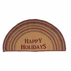 Happy Holidays Stencil Jute Half Circle Rug