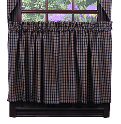 Cambridge Navy Cafe Curtains - 24 inch Long Tiers