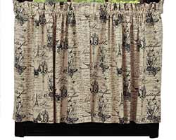 French Postcard Cafe Curtains - 24 inch Tiers