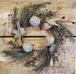 Country Pine & Burlap 12 inch Wreath
