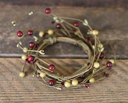 Burgundy & Pale Gold Berry 3.5 inch Candle Ring