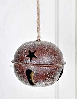 Glittered Rusty Bell Ornament - 4.5 inch